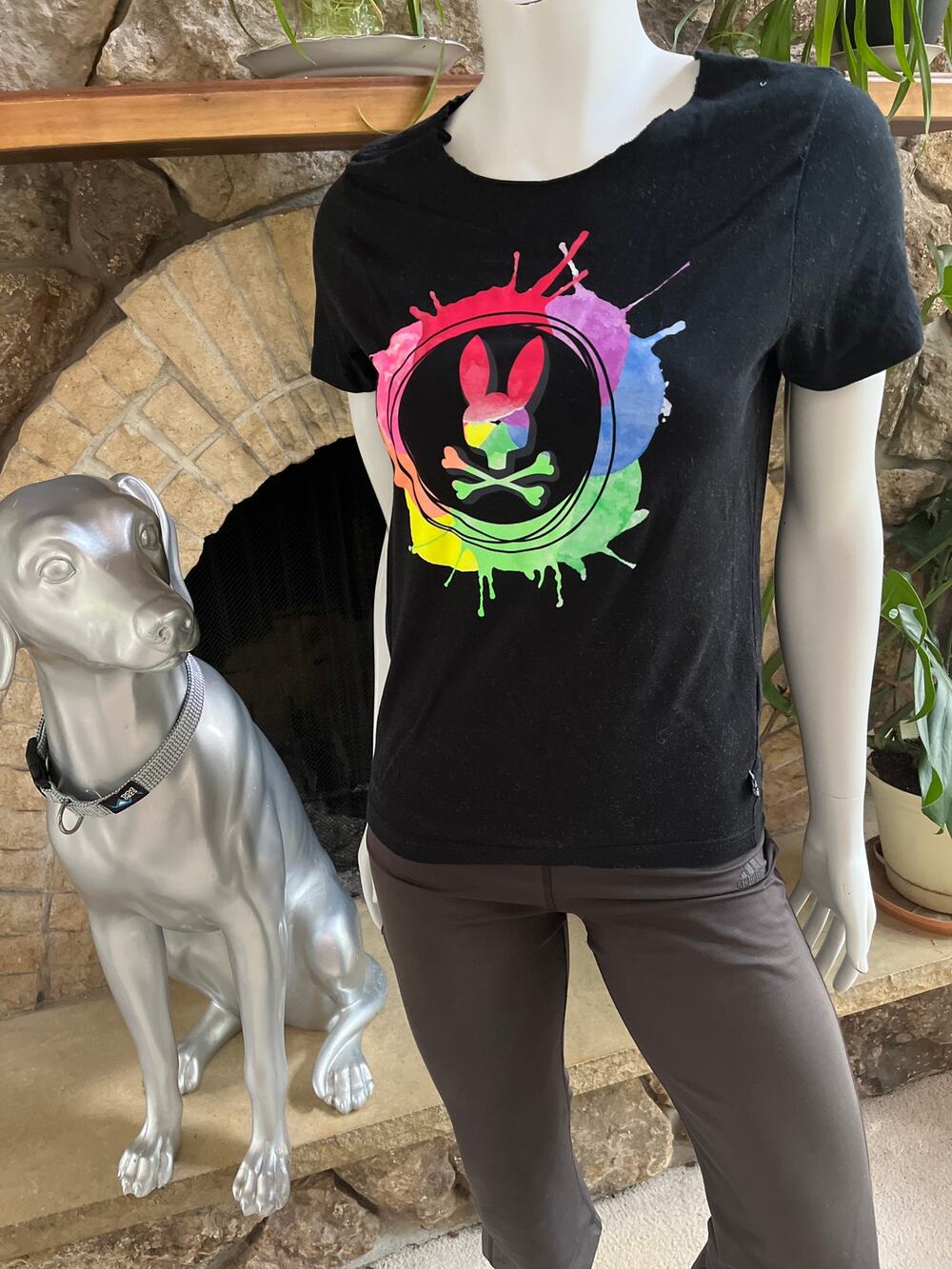 Psycho Bunny Black Short Sleeve Pima Cotton Shirt Women's Size 2